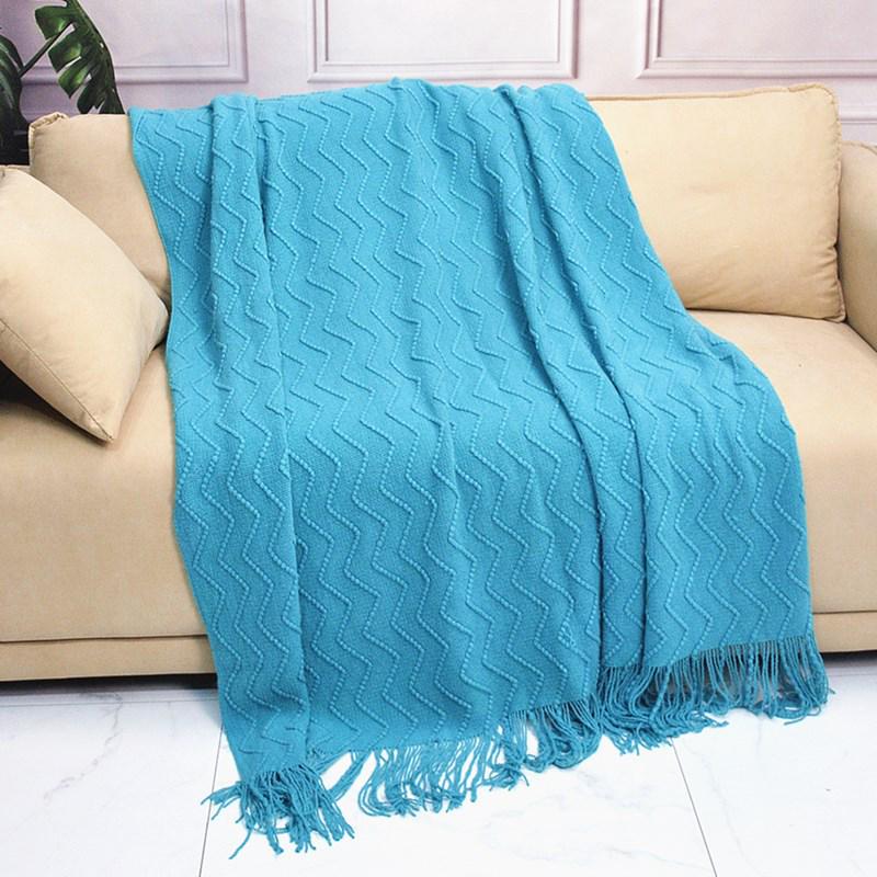 Nordic Solid Color Knitted Throw Blanket - Soft, Luxury Tassel Design for Baby, Home, Office, or Nap.