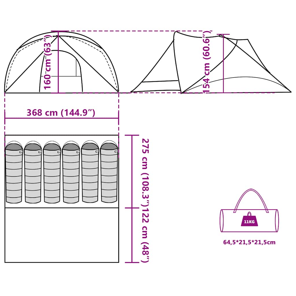 Family Tent for 6 Persons Blue Waterproof