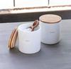 LOLO | Storage Containers | Salt & Sugar | Canister Set | Spoon Included | Made In Japan | Ceramic | Porcelain | Teak | Lid Included |