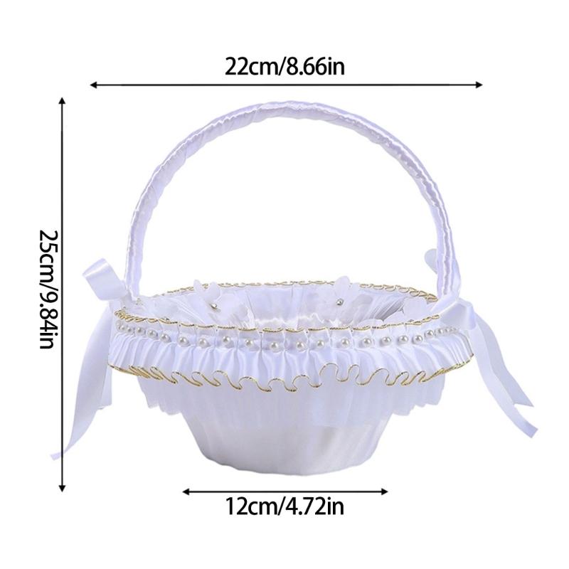 Princess Style Decorative Storage Basket With Metallic Accent Perfect For Bridal Showers Anniversaries And Photo Props