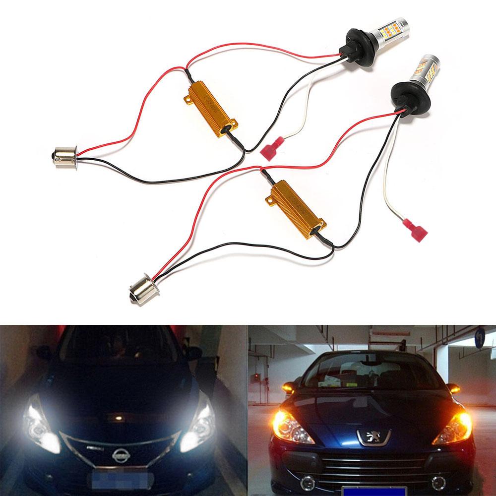

Дневные ходовые огни Автостайлинг 1156 42 светодиода 2 шт./компл. DC 12 В Универсальные светодиодные автомобильные ДХО Автомобильный указатель поворота 2 в 1 Автомобильные лампы A белый