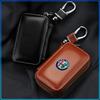 For Alfa Romeo 159 147 156 166 Giulietta Giulia Mito Stelvio Brera Spider 1Pcs Leather Emblem Car Key Case Keychain Zipper Key Case Bag
