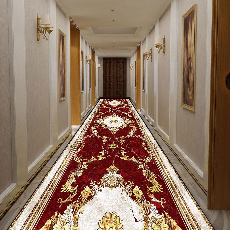 European Style Luxury Long Runner Carpet Hotel Corridor Decoration Washable Foldable Rugs Villa Stair Hallway Non-slip Floor Mat