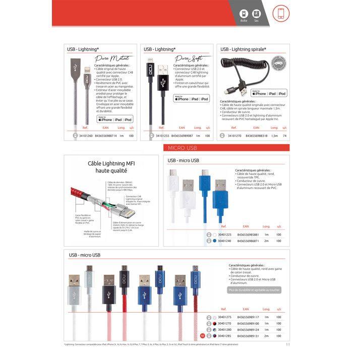 DCU TECNOLOGIC Câble Pour Transfert De Données DCU - 1 M Micro-USB/USB - Pour Enregistreur Vidéo, Tablette, Etc
