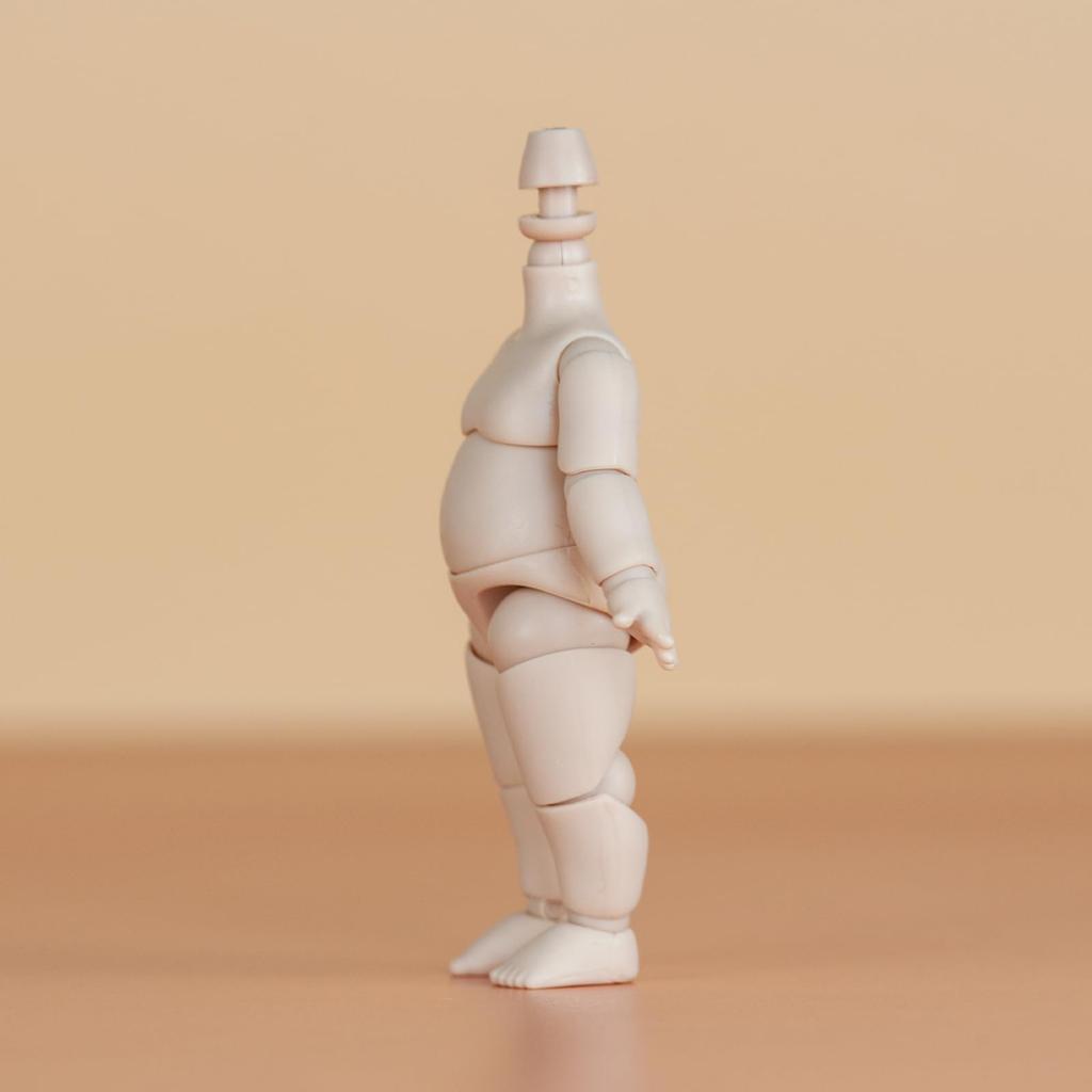 YMY 8.8cm Pear-Shaped Doll Body with YMY 1/12 Scale Cute Fat Action Figure, Light Tan, Suitable for New Year's Gifts, with 1/8 BJD and GSC Doll Heads