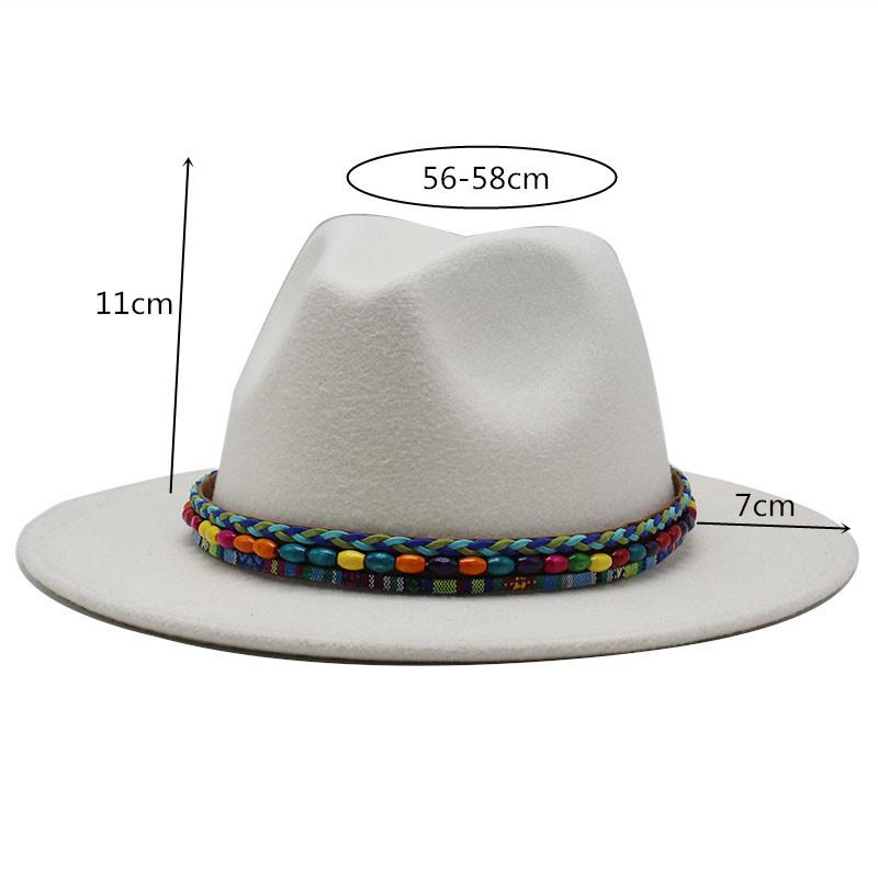 Woolen Jazz Top Hat Women'S Minority Style Retro Flat-Brimmed Big Eaves Hat