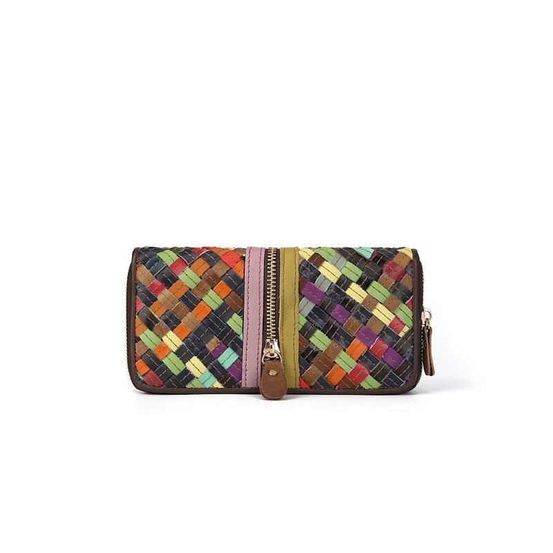 Pravá koža Dlhá peňaženka Taška s veľkou kapacitou Peňaženka na zips s viacerými priehradkami