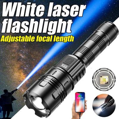 LED Teleskopische Fokussierbare Taschenlampe Leistungsanzeige Weiß Laser Taschenlampe Typ C USB Aufladung für Outdoor Angeln Notfall