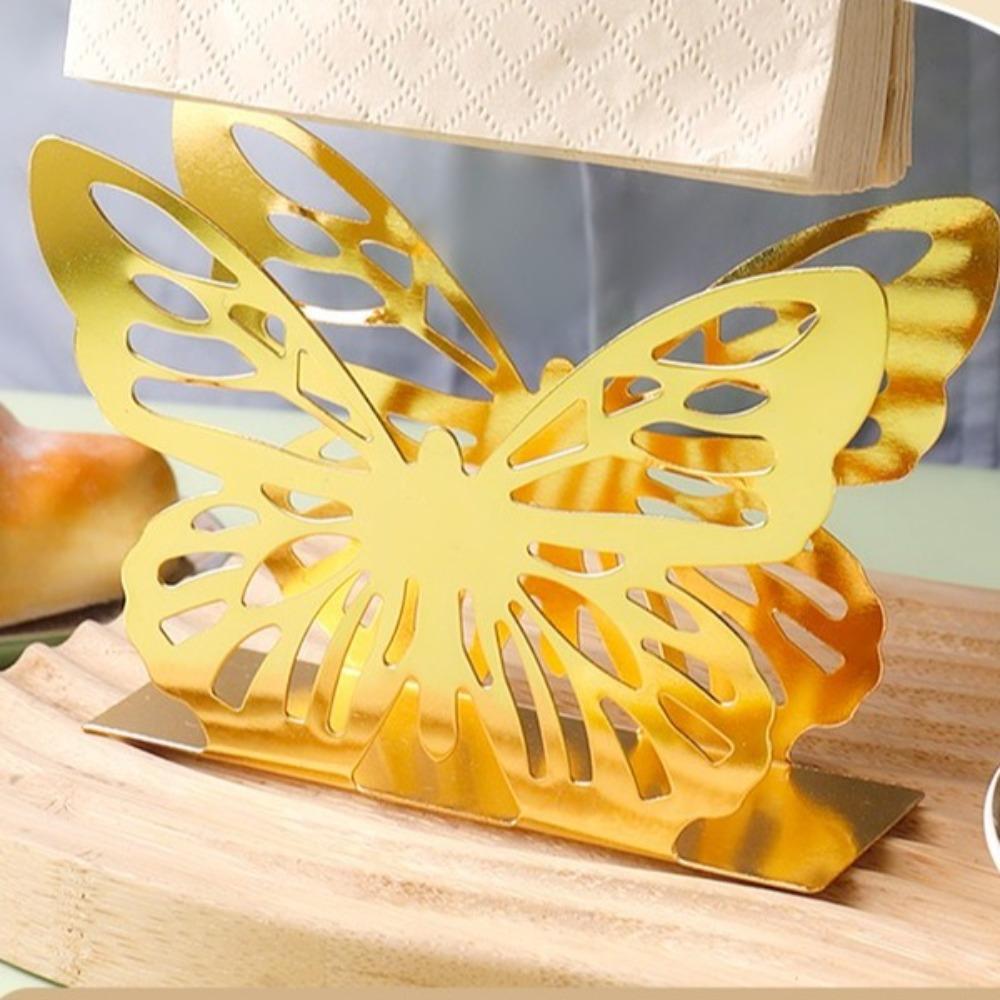 Square Base Iron Napkin Storage Stand Vertical Design Elegant Kitchen Decoration Cafe