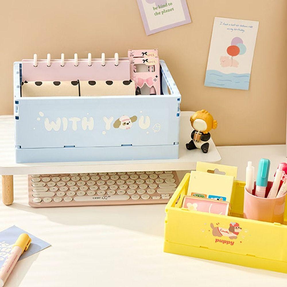 Stackable Foldable Storage Basket Dopamine Stationery Cosmetic Rack Sundry Organizer File Storage