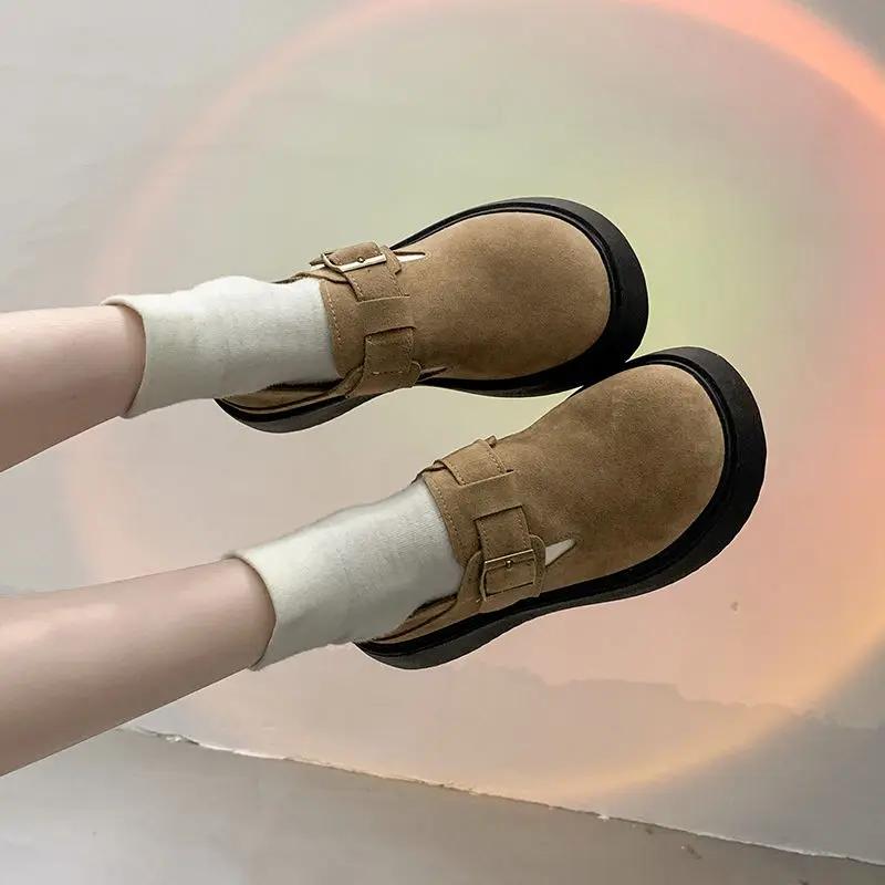 Bombas de Moda Feminina Sapatos Femininos Bico Redondo Plataforma com Saltos Médios Entrega Rápida Tendência 2025 Marca Genuína Estiloso Y2k em Oferta 39