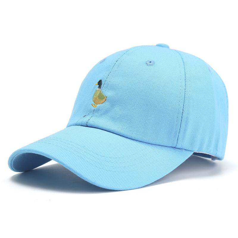 Stickerei Ente Unifarbe Verstellbare Baseballkappe Sonnenschutz Frühling Sommer Unisex Papa Hut Snapback Adjustable white