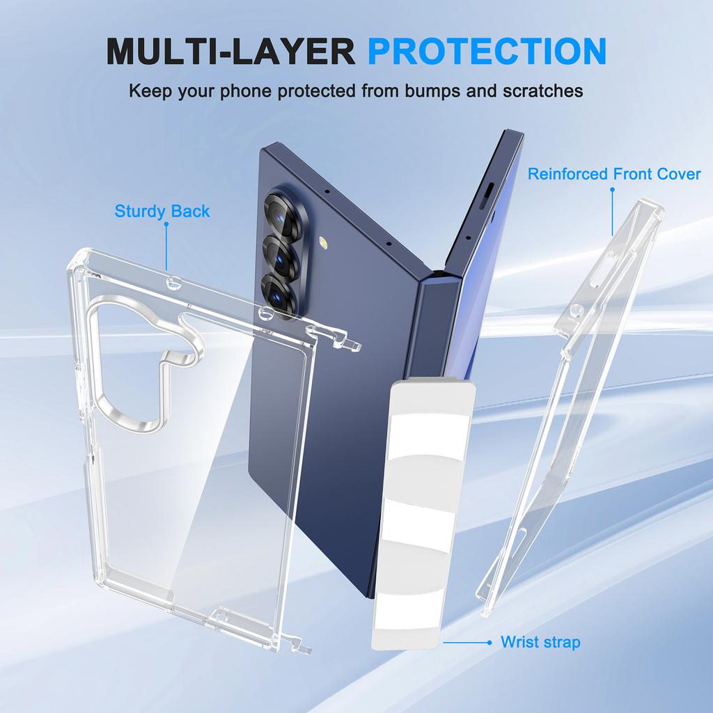 Suitable for Samsung Galaxy Z FOLD6 Wristband Mobile Phone Case Transparent One Piece PC Anti Fall Ultra Thin Protective Case