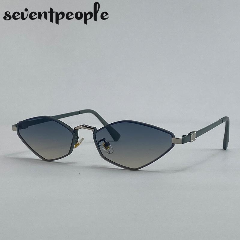 Y2K Punk Small Frame Polygon Sunglasses Women  Luxury Brand Vintage Cat Eye Sunglass Trendy Hexagon Shades For Ladies UV400