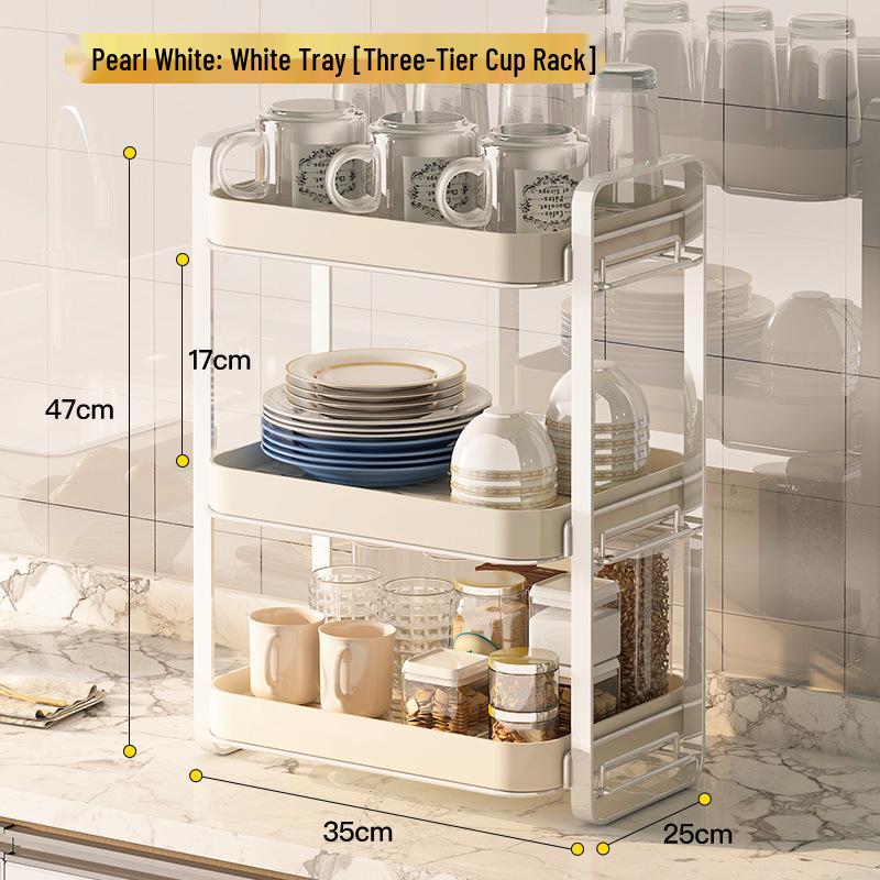 Multi-Layer Tea Set & Water Cup Storage Rack - Elegant Countertop Organizer