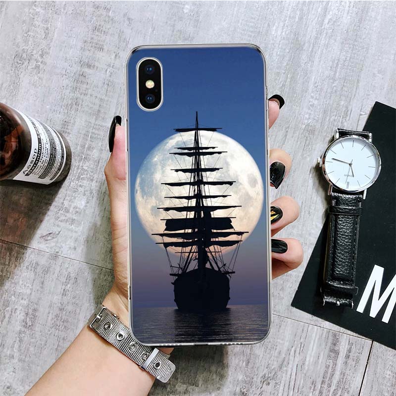 Sailing Boat Phone Case For iPhone 17 Air 16 15 Plus 11 14 Pro Max 13 Mini 12 7 8 + SE Pattern Art Customized Cover 17 Air 16 15