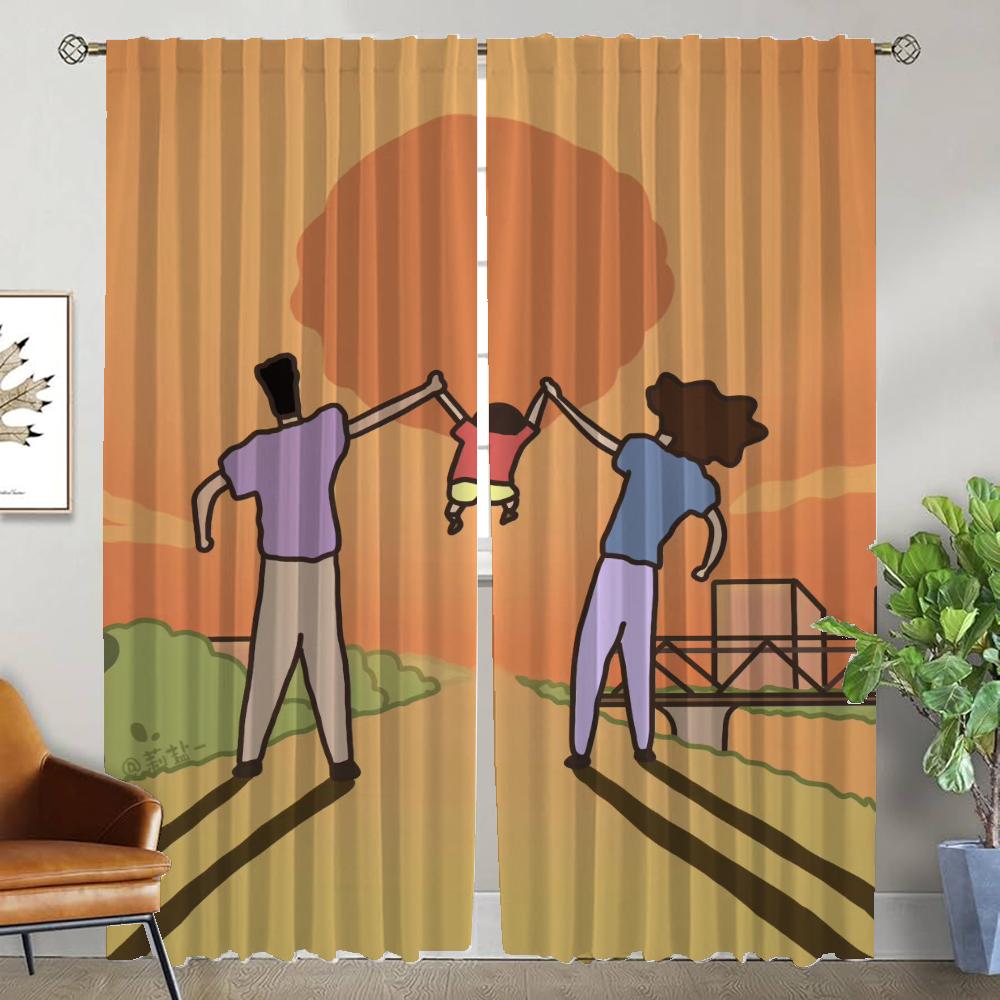 Gardiner för vardagsrum Gardiner Kritor Tyll för sovrum Heminredning Gardiner 2 Delar Rullgardiner Halloween Dekoration Skiljevägg