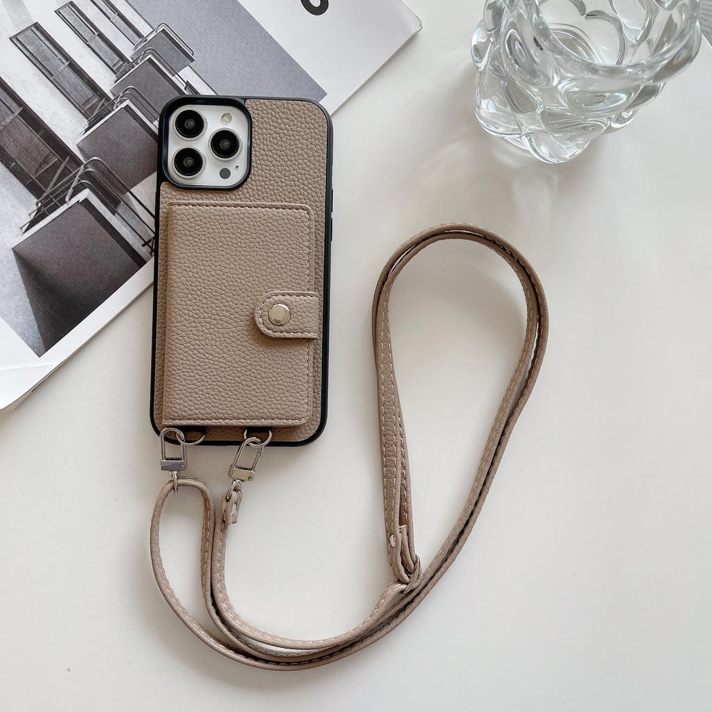 Applicable to Apple 14 oblique span mobile phone case 14pro solid color card bag protective case 14promax folding Japanese leather case