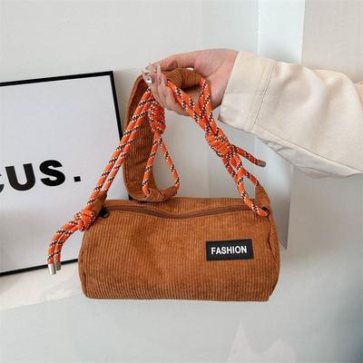 Popular Bag New Summer Fashion Corduroy Messenger Bag Women's Texture Niche Shoulder Cylinder Bag