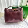 Woven Tote Bag Women Genuine Leather Quilted Shoulder Handbag Large Capacity Fashion