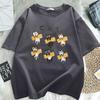 Summer Short Sleeved Tshirt New Korean Ins Retro Cartoon Cat Print Loose Pullover Top