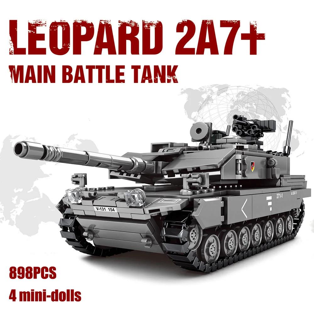 Military WW2 MBT Army Main Battle Tank Challenger Leopard 2A7+ Soldiers Figures Building Blocks Set For Kids Children Toys Gifts