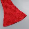 Elegant Red Halter Neck Evening Dress with Embroidered Detail