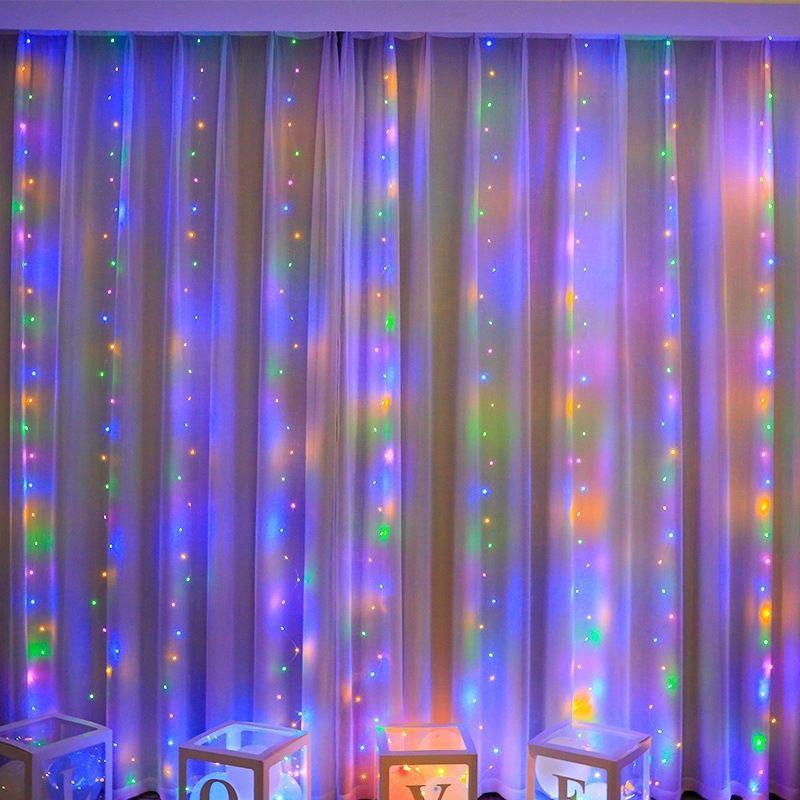 

3x3m Waterproof LED Copper Wire Light Curtain with USB Remote for Room Decoration Without Hooks 3x1m 100 lights