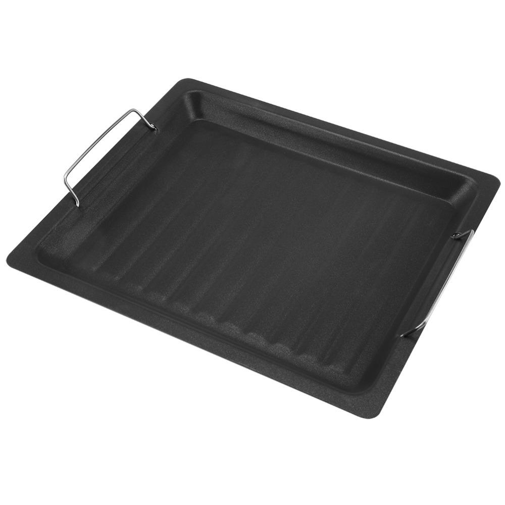 Black Barbecue Frying Pan Non-Sticky Grill Pan Barbecue Grilling Plate  Open Flame