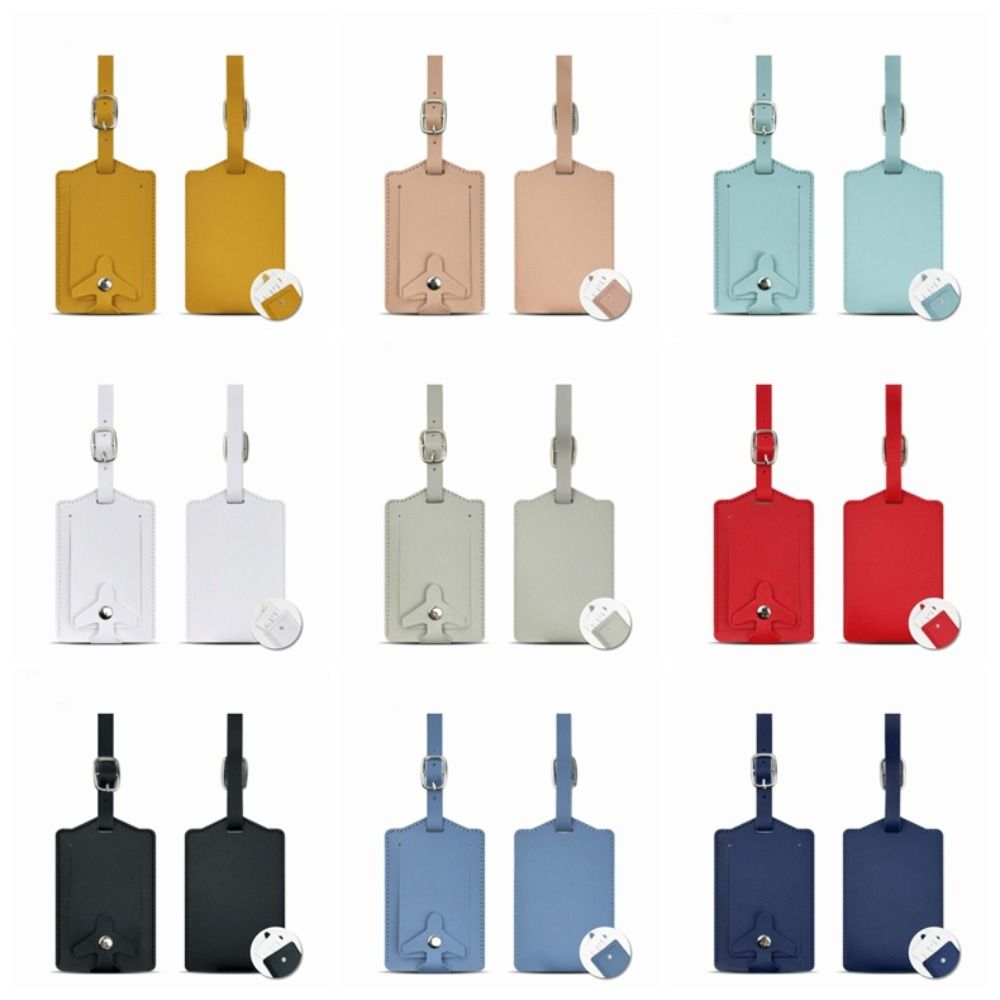 Durable PU Leather Luggage Tag Airplane Buckle Thickened Suitcase Label Flip Cover Anti Lost Boarding Pass Luggage