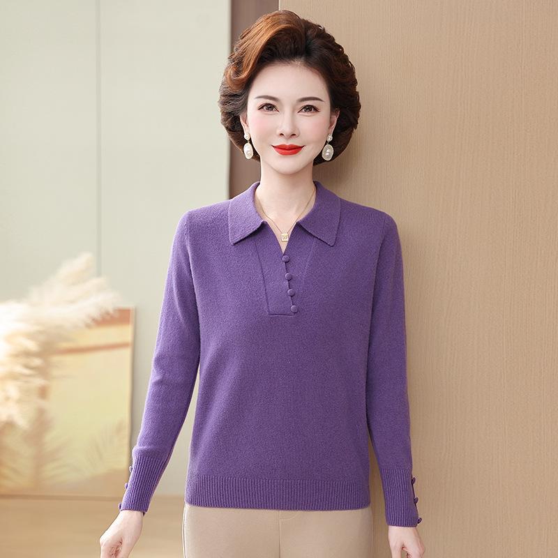 Luxurious Women's Pure Wool Turtleneck Sweater - Autumn/Winter Collection for Middle-aged Mothers