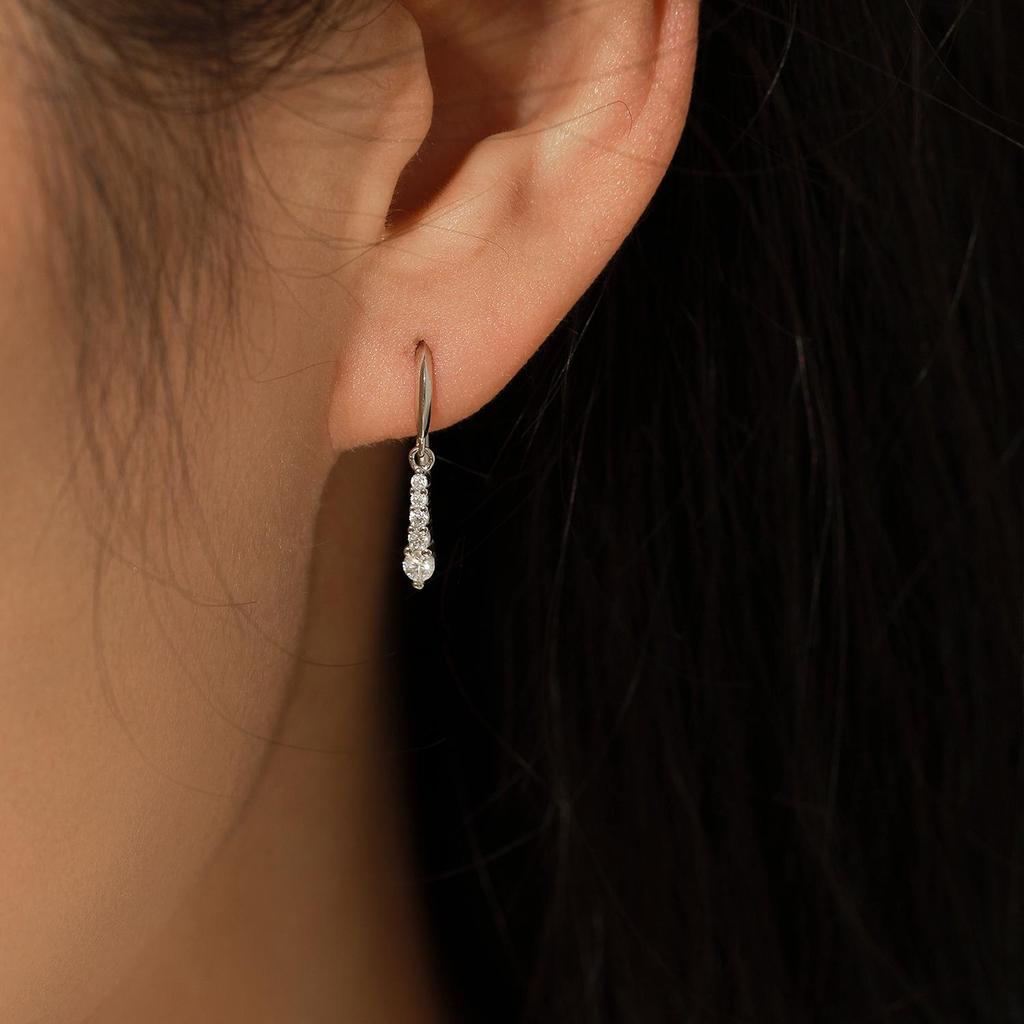 MODIAN D-Color Moissanite Water Drop S925 Silver Earrings, Elegant Paved Diamond Ear Hooks for Women