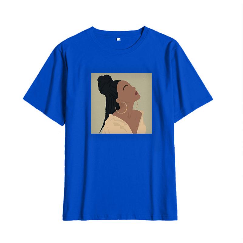 Shellsuning Summer Vintage Printed Cotton T Shirt Women Loose Short Sleeve Trend Tees Female Casual Streetwear All-match Basic Tops