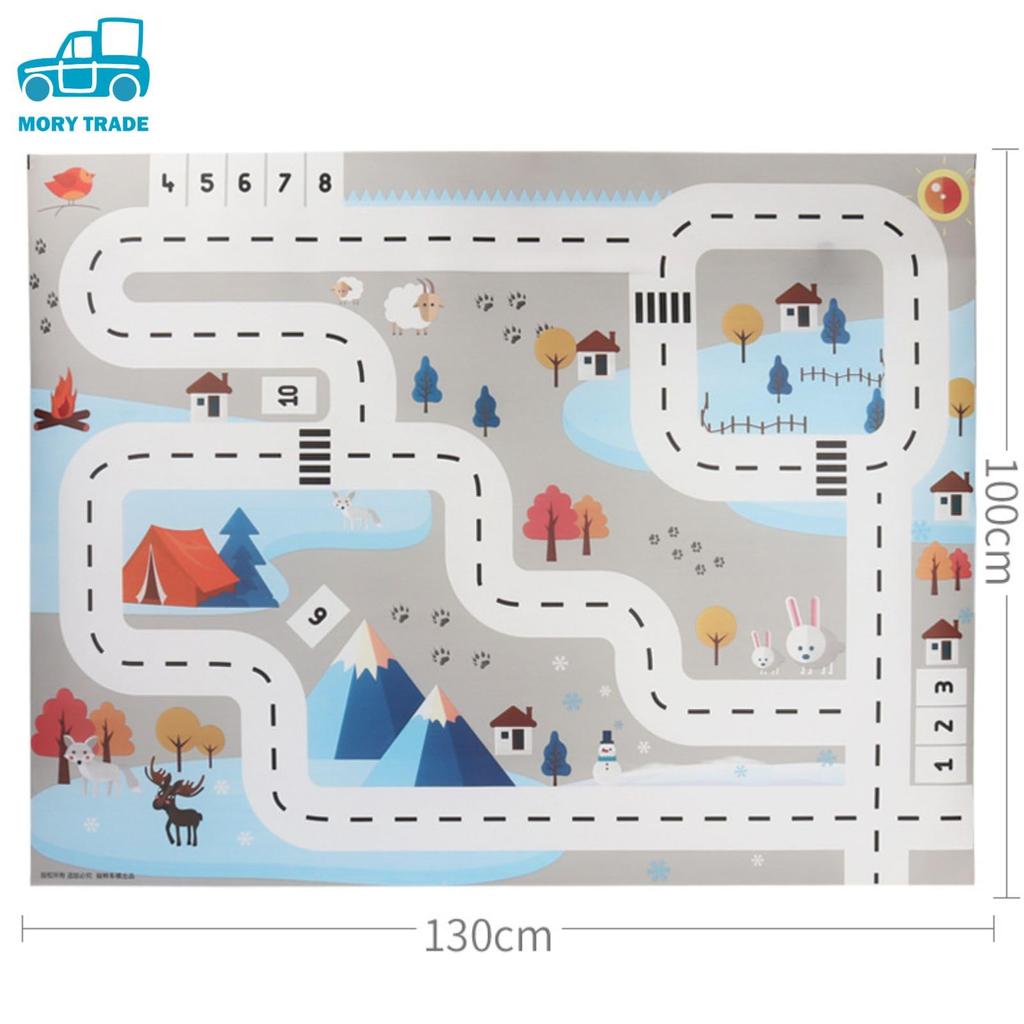 MORYTRADE Road Mat Toy Play Mat Mini Car Play Map Folding X 1m Nordic Style Blue 1.3m