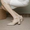 French design pearl high heels autumn new fairy style niche temperament thick heel single shoes
