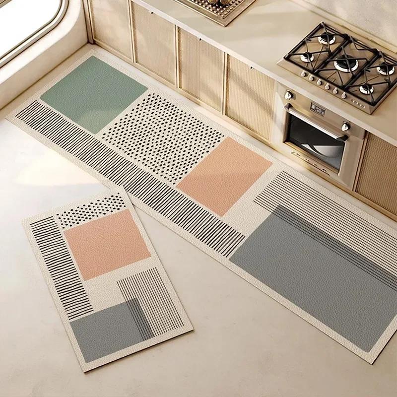 Kitchen Floor Mat Pvc Leather Waterproof Carpet Non-slip Oil-proof Foot Mats Long Carpets Japanese Home Decoration Rug