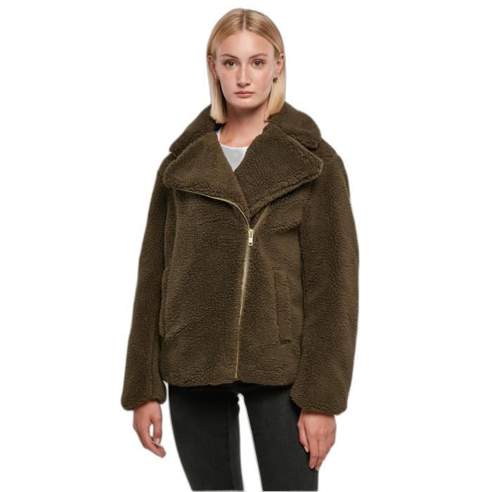 Veste Motard Sherpa Femme Urban Classics - Olive - XL - Manches Longues - Non Respirant - Non Imperméable