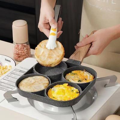 Sartén Antiadherente de Cuatro Agujeros para Hamburguesas, Huevos y Tortitas