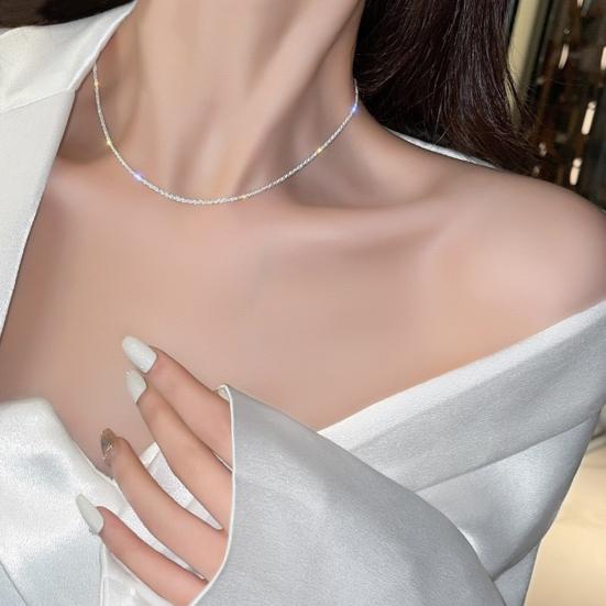 Sparkling Necklaces for Women Collarbone Chain with Lobster Clasp Hypoallergenic Jewelry for Parties Weddings Everyday Wear