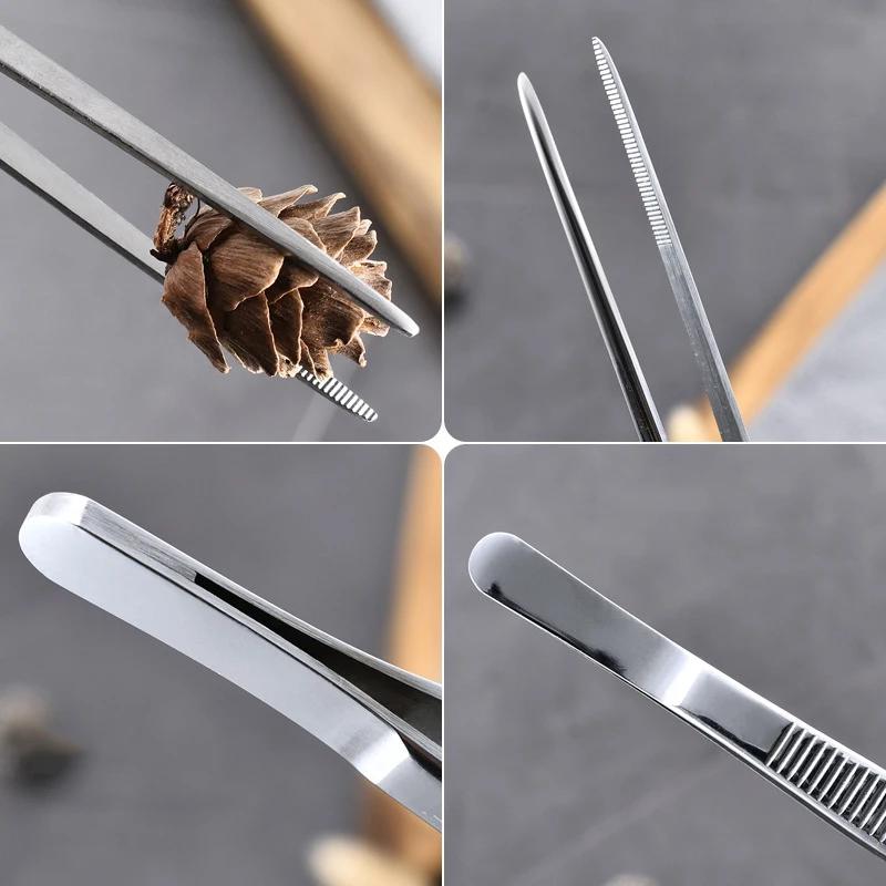 3 Sizes Kitchen Tweezer BBQ Food Tweezer Clip Mini Chief Tongs Stainless Steel Portable for Picnic Meat Barbecue Cooking Tool