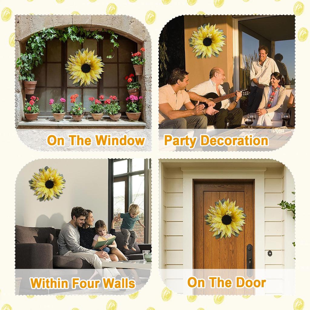 Simulation Leaf Bee SunflowerWreath Artificial Garland Hanging Pendants Wedding