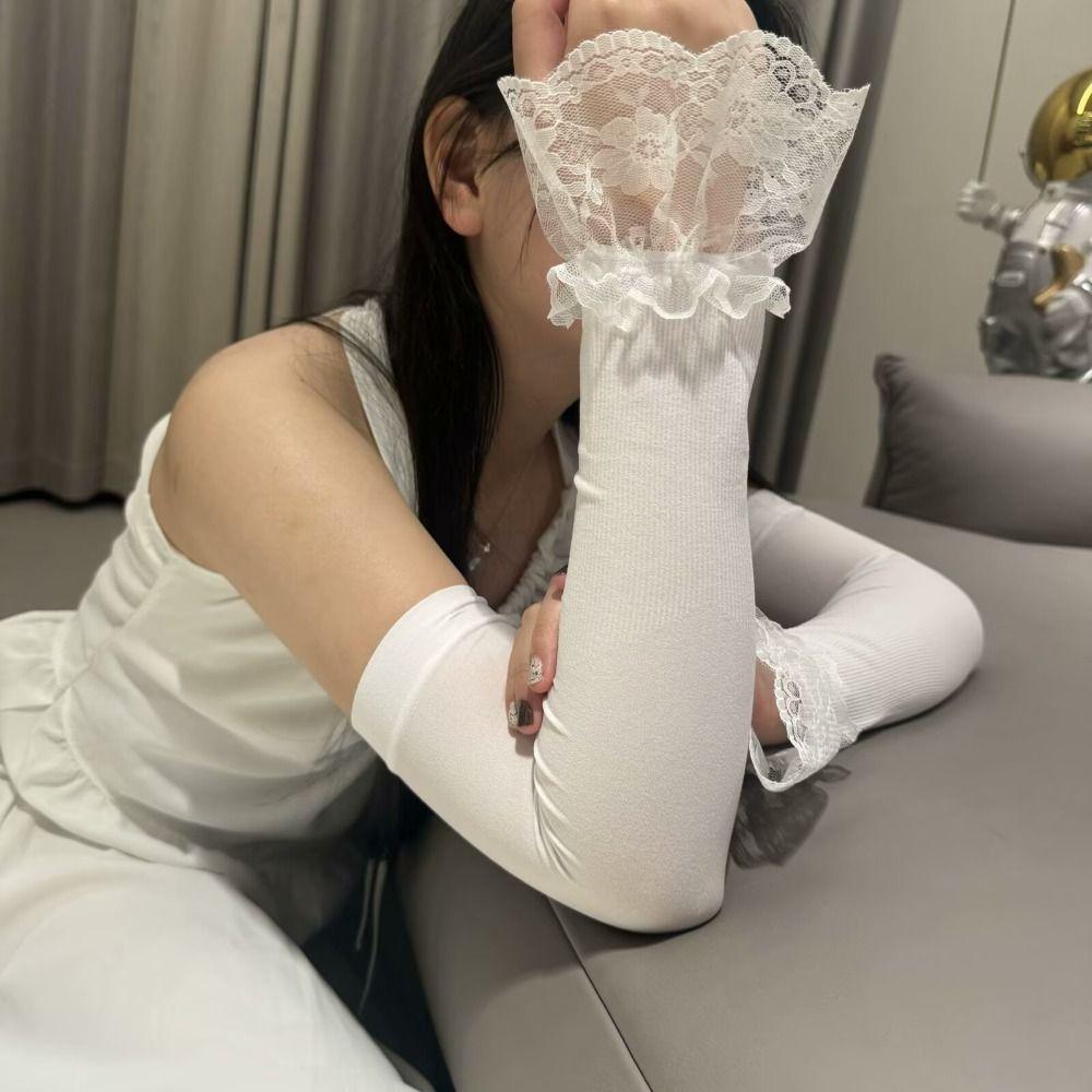 Lace Flower Sun Protection Arm Sleeves Sun Protection Ice Silk Arm Sleeves  Clothes Accessories