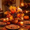 Artificial Autumn Harvest Pumpkin and Maple Leaf Branch