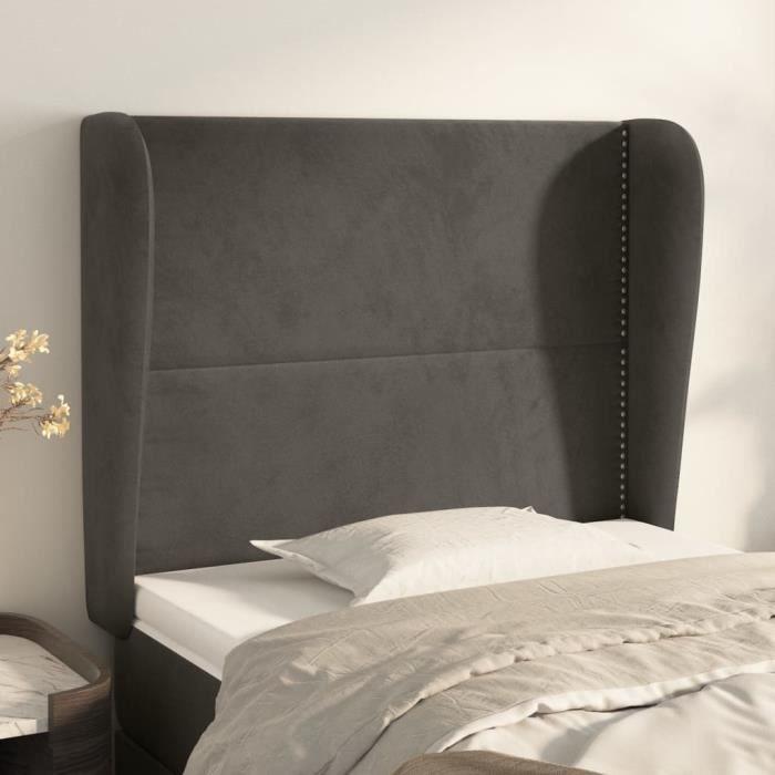 VidaXL Tête de lit avec oreilles Gris foncé 93x23x118-128 cm Velours3117853