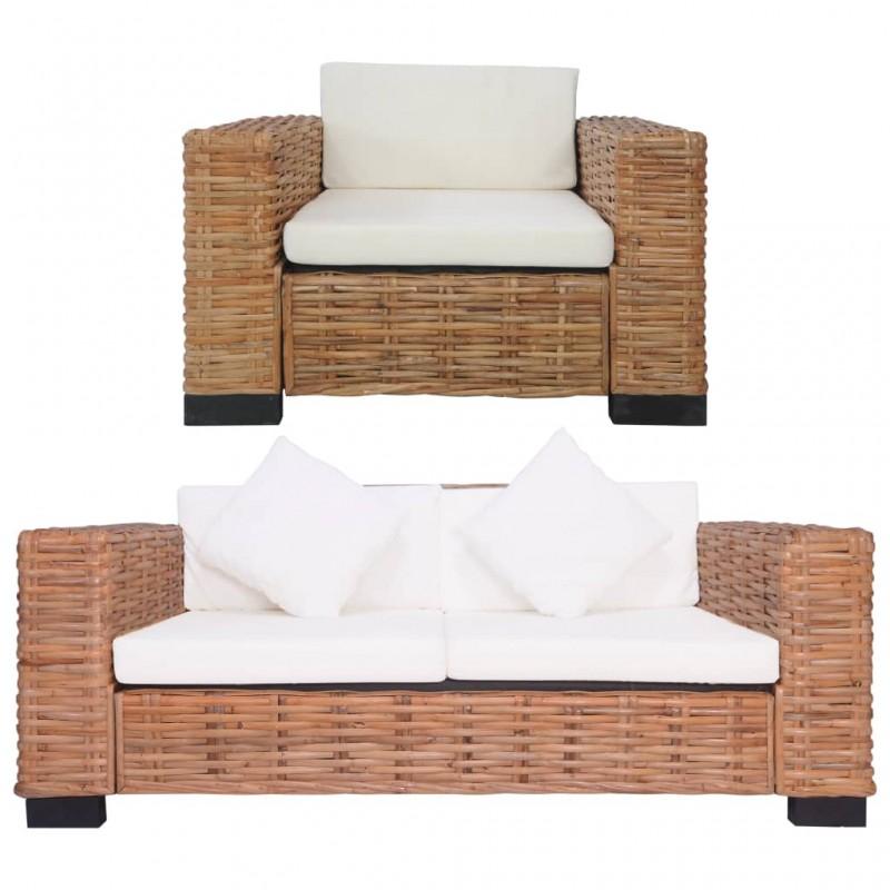 Day and Night - Day and Night Sofa Set with Cushions 2 Pieces In Natural Rattan