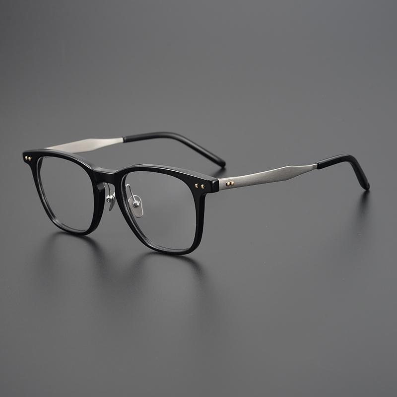 Men Glasses Frame Women High Quality Square Titanium Glasses Frame Anti-blue Light Acetate Eyeglasses Frames High quality glasses frame чёрный