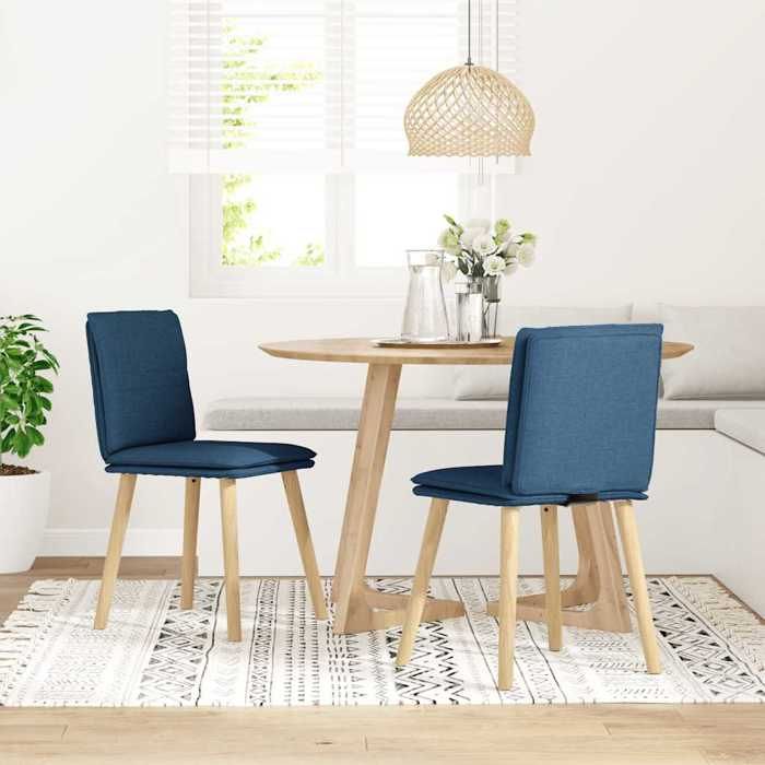 VidaXL Chaises à manger lot de 2 bleu tissu, chaise, chaise de salon, chaise d'accent, chaise de cuisine, siège de salle à 4101263