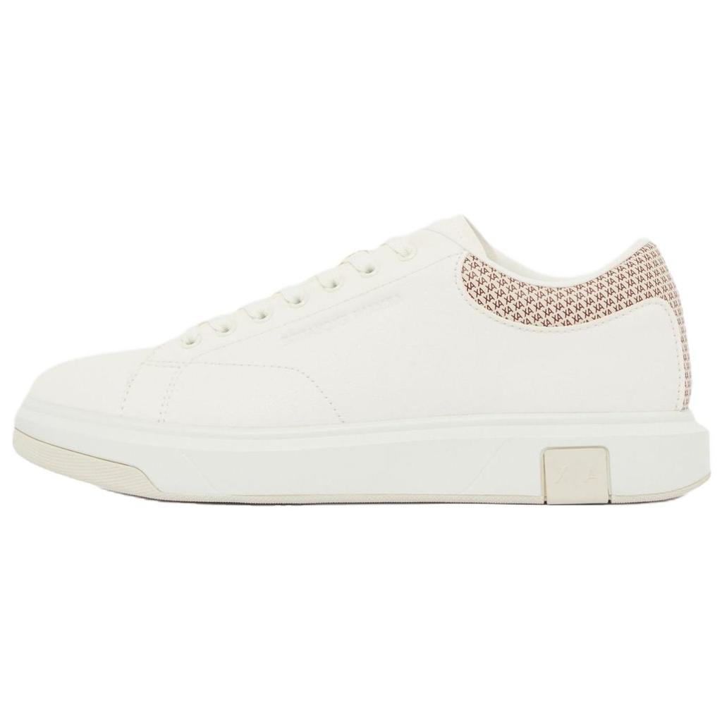 Armani Exchange Letter Logo Print Lace-Up Round Toe Thick Sole Sneakers Low Top Men sneakers Cream-White XM001964AF19403M0349
