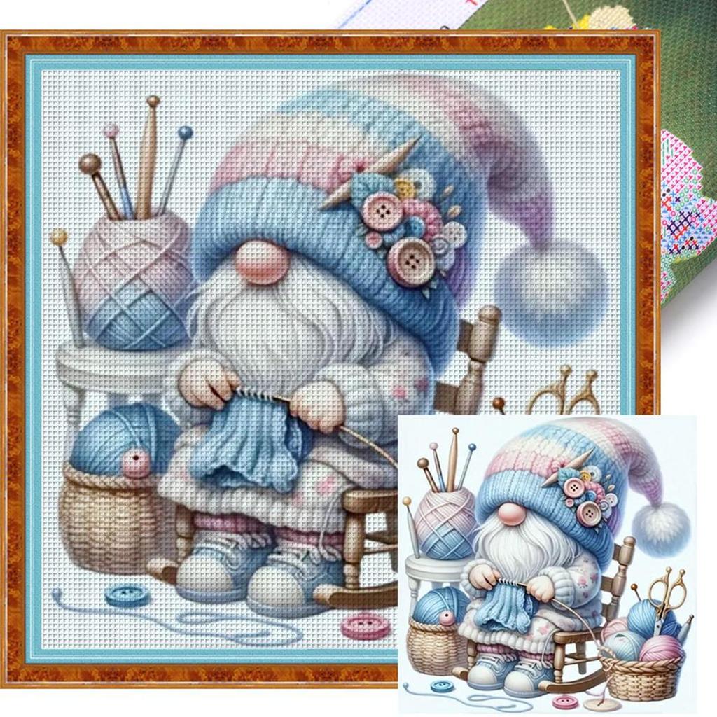 Full Embroidery Cotton Thread 11CT Printed Gnome Cross Stitch Kit Art