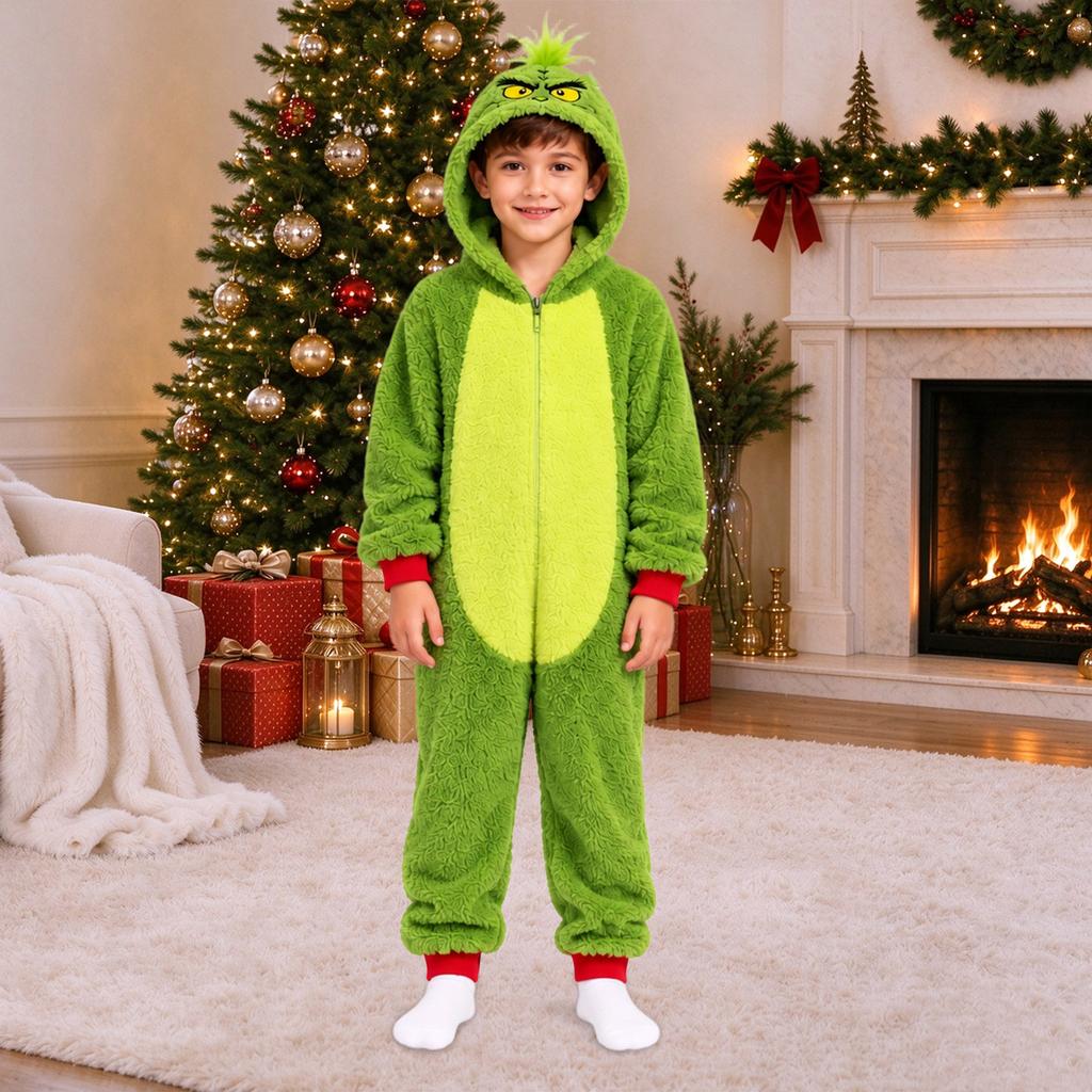 Passendes Weihnachtspyjama-Set für Eltern und Kinder, Weihnachtspyjama im Einteiler für die Familie